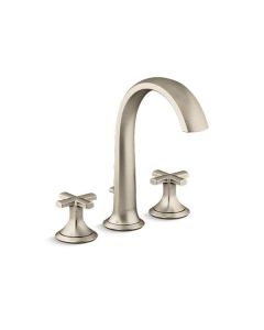 DECK-MOUNT BATH FAUCET WITH DIVERTER, CROSS HANDLES