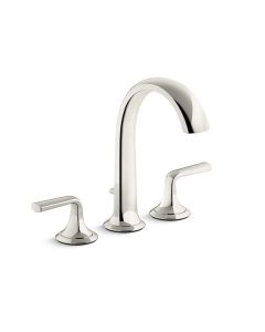 DECK-MOUNT BATH FAUCET WITH DIVERTER, LEVER HANDLES