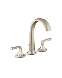 DECK-MOUNT BATH FAUCET WITH DIVERTER, LEVER HANDLES