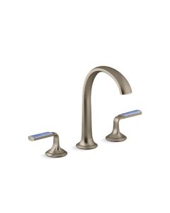 SINK FAUCET, ARCH SPOUT, CELESTE BLUE WAVE ENAMEL LEVER HANDLES