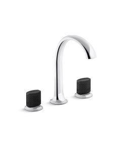 SINK FAUCET, ARCH SPOUT, MATTE BLACK PORCELAIN KNOB HANDLES
