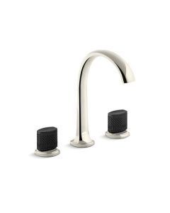 SINK FAUCET, ARCH SPOUT, MATTE BLACK PORCELAIN KNOB HANDLES