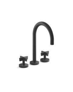 DECK-MOUNT BATH FAUCET, GOOSENECK SPOUT, LEVER HANDLES