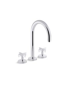 DECK-MOUNT BATH FAUCET, GOOSENECK SPOUT, LEVER HANDLES