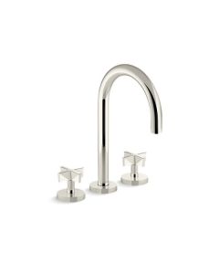 DECK-MOUNT BATH FAUCET, GOOSENECK SPOUT, LEVER HANDLES