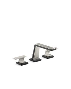 SINK FAUCET, LEVER HANDLES WITH MATTE BLACK ACCENTS