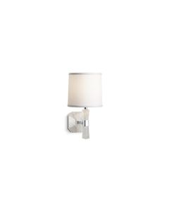 ROCK CRYSTAL WALL SCONCE, DOVE WHITE SHADE