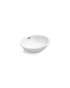 UNDER-MOUNT SINK, SOFT OVAL WITH OVERFLOW, GLAZED
